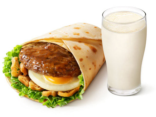 [餐饮单品]-肯德基-大饼卷黑椒牛肉蛋+热豆浆